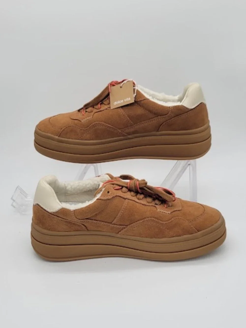 DOLCE VITA Naomy H2O Women’s Size 8.5 Brown Suede Faux Fur Waterproof Sneakers